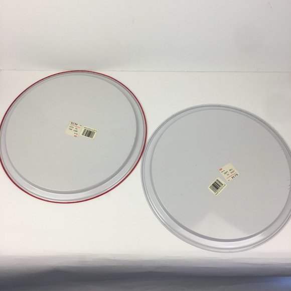 2‎ Vtg Christmas Holiday Round Serving Trays Tin - Picture 4 of 8